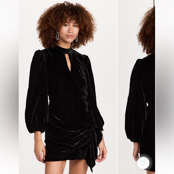 • RHODE • Women’s Zadie Velvet Mini Faux Wrap Dress
Black 0 - Picture 2 of 6